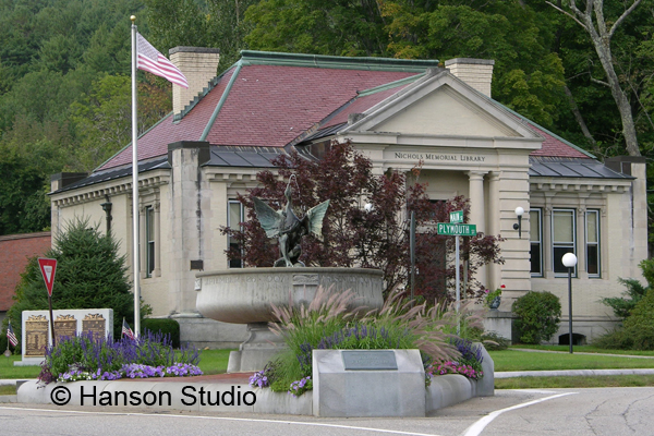 Center Harbor, NH - Kona Fountain with Library